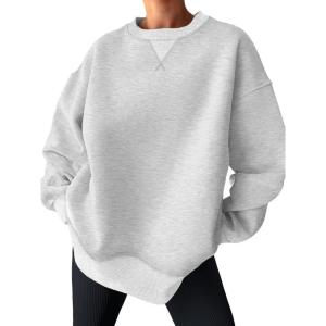 imageTrendy Queen Womens Oversized Color Block Fleeced Crewneck SweatshirtGrey