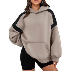 imageTrendy Queen Womens Oversized Hoodies Color Block Fall Fashion 2025 Casual Long Sleeve Sweatshirts Y2k Winter ClothesCoffee Grey