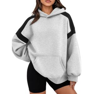 imageTrendy Queen Womens Oversized Hoodies Color Block Fall Fashion 2025 Casual Long Sleeve Sweatshirts Y2k Winter ClothesGrey