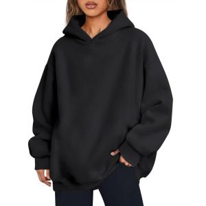 imageTrendy Queen Womens Oversized Hoodies Comfy Sweatshirts Fall Fashion 2025 Outfits Casual Tops Fleece Clothes with PocketsBlack