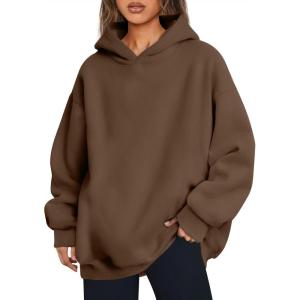 imageTrendy Queen Womens Oversized Hoodies Comfy Sweatshirts Fall Fashion 2025 Outfits Casual Tops Fleece Clothes with PocketsBrown