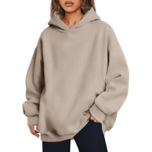 imageTrendy Queen Womens Oversized Hoodies Comfy Sweatshirts Fall Fashion 2025 Outfits Casual Tops Fleece Clothes with PocketsCoffeegrey