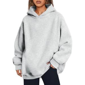 imageTrendy Queen Womens Oversized Hoodies Comfy Sweatshirts Fall Fashion 2025 Outfits Casual Tops Fleece Clothes with PocketsGrey
