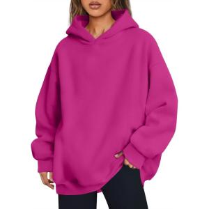 imageTrendy Queen Womens Oversized Hoodies Comfy Sweatshirts Fall Fashion 2025 Outfits Casual Tops Fleece Clothes with PocketsHotpink
