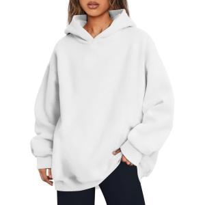 imageTrendy Queen Womens Oversized Hoodies Comfy Sweatshirts Fall Fashion 2025 Outfits Casual Tops Fleece Clothes with PocketsWhite