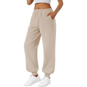 imageTrendy Queen Womens Sweatpants Baggy Athletic Joggers with Pockets Lounge PantsBeige