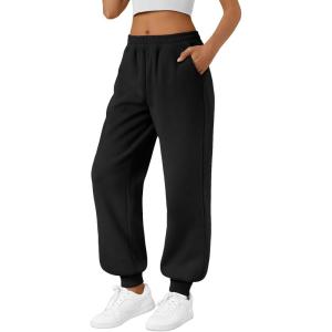 imageTrendy Queen Womens Sweatpants Baggy Athletic Joggers with Pockets Lounge PantsBlack