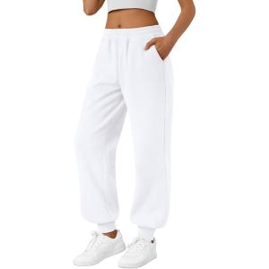 imageTrendy Queen Womens Sweatpants Baggy Athletic Joggers with Pockets Lounge PantsWhite