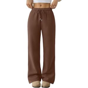 imageTrendy Queen Womens Sweatpants Baggy Wide Leg Barrel Pants Lounge Comfy Palazzo Joggers with PocketsCoffee