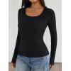 imageTrendy Queen Long Sleeve Henley Fitted Shirts for Women Sweaters Fall Fashion Tops Dressy Casual Y2K Cute Clothes OutfitsBlack