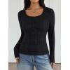 imageTrendy Queen Long Sleeve Henley Fitted Shirts for Women Sweaters Fall Fashion Tops Dressy Casual Y2K Cute Clothes OutfitsBlack