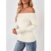 imageTrendy Queen Off The Shoulder Sweater for Women Cute Fall Going Out Tops Pullover Knit 2025 Sexy Date Night OutfitsBeige