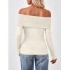 imageTrendy Queen Off The Shoulder Sweater for Women Cute Fall Going Out Tops Pullover Knit 2025 Sexy Date Night OutfitsBeige