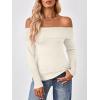 imageTrendy Queen Off The Shoulder Sweater for Women Cute Fall Going Out Tops Pullover Knit 2025 Sexy Date Night OutfitsBeige