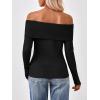 imageTrendy Queen Off The Shoulder Sweater for Women Cute Fall Going Out Tops Pullover Knit 2025 Sexy Date Night OutfitsBlack