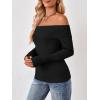imageTrendy Queen Off The Shoulder Sweater for Women Cute Fall Going Out Tops Pullover Knit 2025 Sexy Date Night OutfitsBlack
