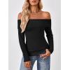 imageTrendy Queen Off The Shoulder Sweater for Women Cute Fall Going Out Tops Pullover Knit 2025 Sexy Date Night OutfitsBlack