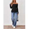 imageTrendy Queen Off The Shoulder Sweater for Women Cute Fall Going Out Tops Pullover Knit 2025 Sexy Date Night OutfitsBlack