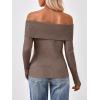 imageTrendy Queen Off The Shoulder Sweater for Women Cute Fall Going Out Tops Pullover Knit 2025 Sexy Date Night OutfitsNutmeg