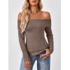 imageTrendy Queen Off The Shoulder Sweater for Women Cute Fall Going Out Tops Pullover Knit 2025 Sexy Date Night OutfitsNutmeg