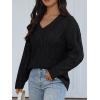 imageTrendy Queen Oversized Cable Knit Sweaters for Women 2025 Cozy Pullover Knit Fall Outfits V Neck Cute Winter ClothingBlack