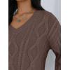 imageTrendy Queen Oversized Cable Knit Sweaters for Women 2025 Cozy Pullover Knit Fall Outfits V Neck Cute Winter ClothingBrown
