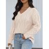 imageTrendy Queen Oversized Cable Knit Sweaters for Women 2025 Cozy Pullover Knit Fall Outfits V Neck Cute Winter ClothingCream