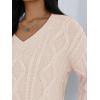 imageTrendy Queen Oversized Cable Knit Sweaters for Women 2025 Cozy Pullover Knit Fall Outfits V Neck Cute Winter ClothingCream