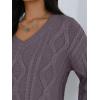 imageTrendy Queen Oversized Cable Knit Sweaters for Women 2025 Cozy Pullover Knit Fall Outfits V Neck Cute Winter ClothingMauve Taupe