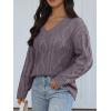 imageTrendy Queen Oversized Cable Knit Sweaters for Women 2025 Cozy Pullover Knit Fall Outfits V Neck Cute Winter ClothingMauve Taupe