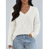imageTrendy Queen Oversized Cable Knit Sweaters for Women 2025 Cozy Pullover Knit Fall Outfits V Neck Cute Winter ClothingWhite