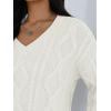 imageTrendy Queen Oversized Cable Knit Sweaters for Women 2025 Cozy Pullover Knit Fall Outfits V Neck Cute Winter ClothingWhite