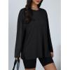 imageTrendy Queen Oversized Side Slit Tshirts for Women Long Sleeve Workout Tops Fall Fashion Gym Casual Tees Basic Y2K ClothesBlack