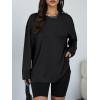 imageTrendy Queen Oversized Side Slit Tshirts for Women Long Sleeve Workout Tops Fall Fashion Gym Casual Tees Basic Y2K ClothesBlack