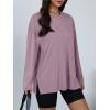 imageTrendy Queen Oversized Side Slit Tshirts for Women Long Sleeve Workout Tops Fall Fashion Gym Casual Tees Basic Y2K ClothesDarkpink