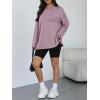 imageTrendy Queen Oversized Side Slit Tshirts for Women Long Sleeve Workout Tops Fall Fashion Gym Casual Tees Basic Y2K ClothesDarkpink