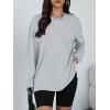 imageTrendy Queen Oversized Side Slit Tshirts for Women Long Sleeve Workout Tops Fall Fashion Gym Casual Tees Basic Y2K ClothesGrey