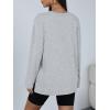 imageTrendy Queen Oversized Side Slit Tshirts for Women Long Sleeve Workout Tops Fall Fashion Gym Casual Tees Basic Y2K ClothesGrey
