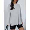 imageTrendy Queen Oversized Side Slit Tshirts for Women Long Sleeve Workout Tops Fall Fashion Gym Casual Tees Basic Y2K ClothesGrey