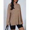 imageTrendy Queen Oversized Side Slit Tshirts for Women Long Sleeve Workout Tops Fall Fashion Gym Casual Tees Basic Y2K ClothesKhaki
