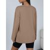 imageTrendy Queen Oversized Side Slit Tshirts for Women Long Sleeve Workout Tops Fall Fashion Gym Casual Tees Basic Y2K ClothesKhaki