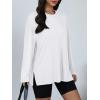 imageTrendy Queen Oversized Side Slit Tshirts for Women Long Sleeve Workout Tops Fall Fashion Gym Casual Tees Basic Y2K ClothesWhite
