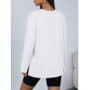 imageTrendy Queen Oversized Side Slit Tshirts for Women Long Sleeve Workout Tops Fall Fashion Gym Casual Tees Basic Y2K ClothesWhite