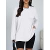 imageTrendy Queen Oversized Side Slit Tshirts for Women Long Sleeve Workout Tops Fall Fashion Gym Casual Tees Basic Y2K ClothesWhite