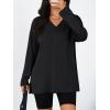 imageTrendy Queen Oversized Side Slit Tshirts for Women Long Sleeve Workout Tops Fall Fashion Plus Size Gym V Neck Basic Y2k TeesBlack