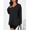 imageTrendy Queen Oversized Side Slit Tshirts for Women Long Sleeve Workout Tops Fall Fashion Plus Size Gym V Neck Basic Y2k TeesBlack