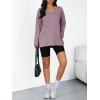 imageTrendy Queen Oversized Side Slit Tshirts for Women Long Sleeve Workout Tops Fall Fashion Plus Size Gym V Neck Basic Y2k TeesDarkpink