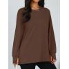 imageTrendy Queen Oversized Thumb Hole Tshirts for Women Long Sleeve Workout Tops Fall Fashion Plus Size Gym Casual Loose Y2k TeeChocolate Brown