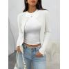 imageTrendy Queen Women Fall Lightweight Cardigan Sweater Button Down Shirt Going Out Outfit Y2K Cute Basic Fitted TopWhite