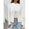 imageTrendy Queen Women Fall Lightweight Cardigan Sweater Button Down Shirt Going Out Outfit Y2K Cute Basic Fitted TopWhite
